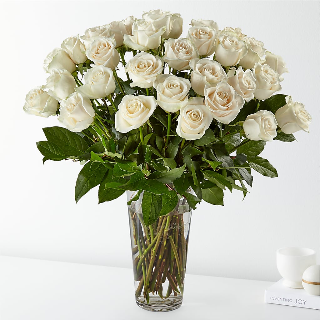 Long Stem White Rose Bouquet – Floreria Mexico, Huntington Park CA