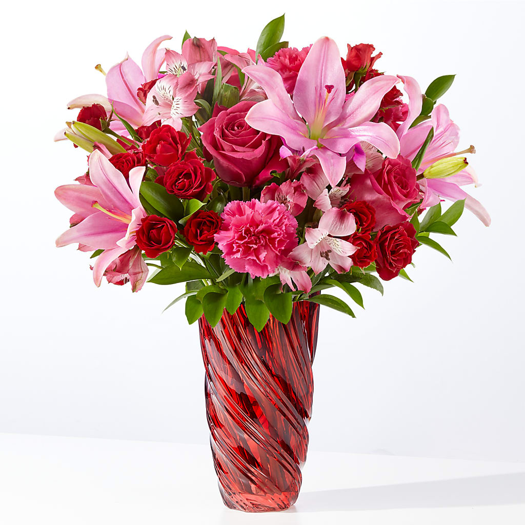 In Love Bouquet with Luxe Swirl Vase – Floreria Mexico, Huntington Park CA