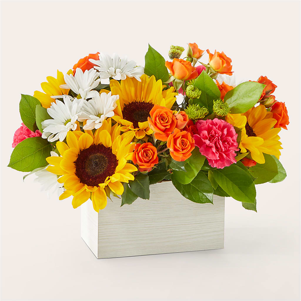 Sun-drenched Blooms Box Bouquet – Floreria Mexico, Huntington Park CA