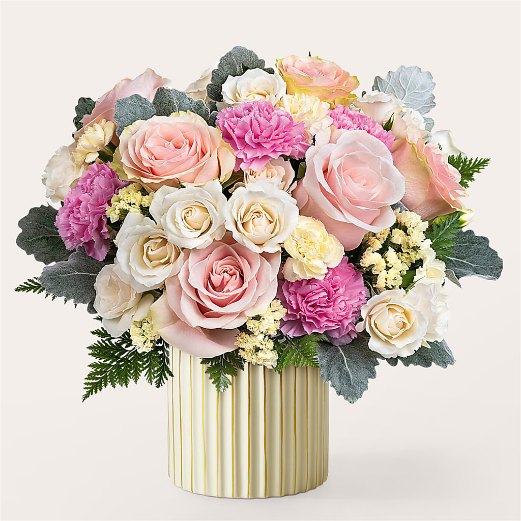 Blissful Moments Bouquet with Ivory Vase – Floreria Mexico, Huntington Park CA