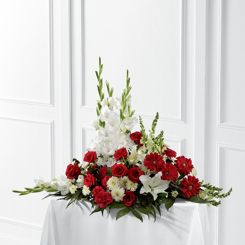 Crimson & White Arrangement – Floreria Mexico, Huntington Park CA