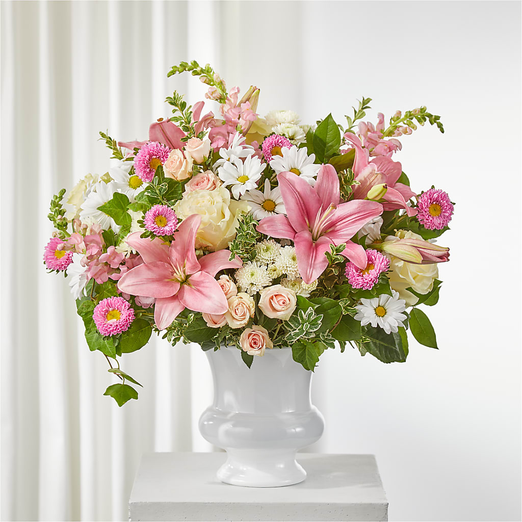Empathetic Blooms Urn Arrangement – Floreria Mexico, Huntington Park CA