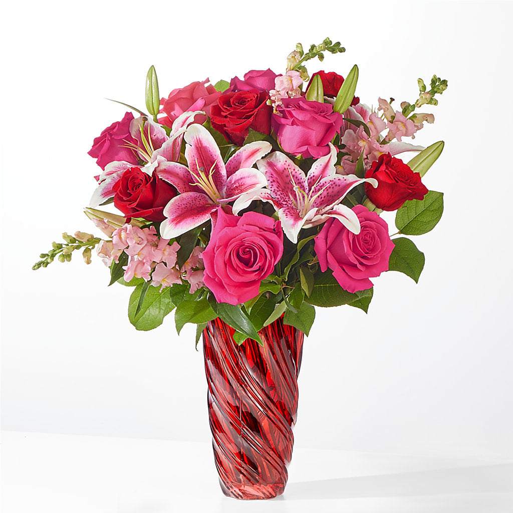 Always You Bouquet with Luxe Swirl Vase – Floreria Mexico, Huntington Park CA