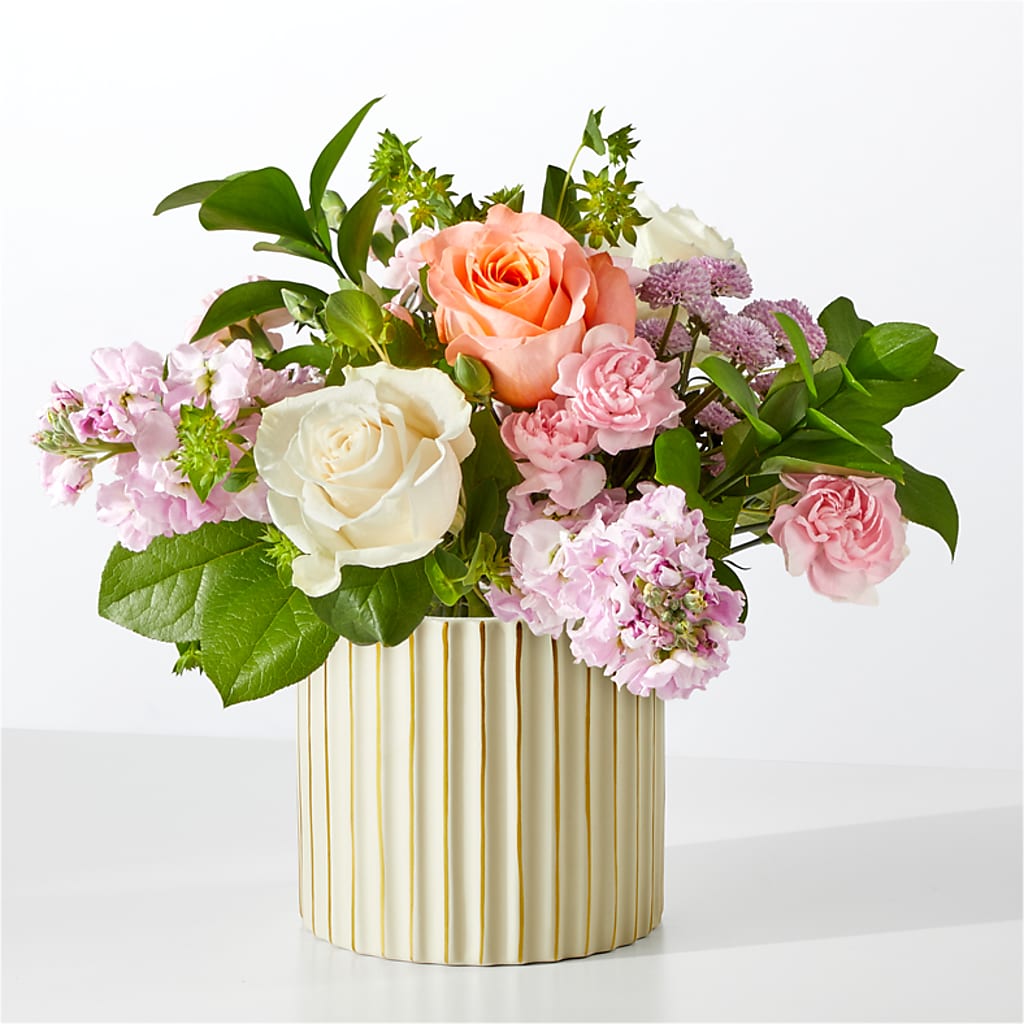 French Market Bouquet with Ivory Vase – Floreria Mexico, Huntington Park CA