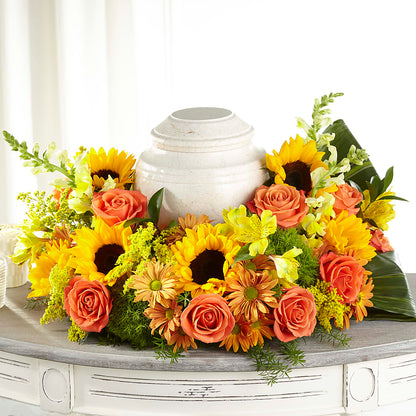 Faithful Sunflower Cremation Adornment –  Floreria Mexico, Huntington Park CA
