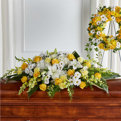 Golden Harmony Casket Spray –  Floreria Mexico, Huntington Park CA