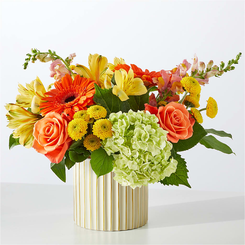 Autumn Sunshine Bouquet with Ivory Vase –  Floreria Mexico, Huntington Park CA