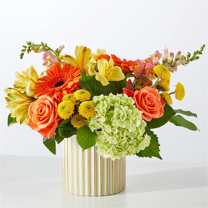 Autumn Sunshine Bouquet with Ivory Vase –  Floreria Mexico, Huntington Park CA