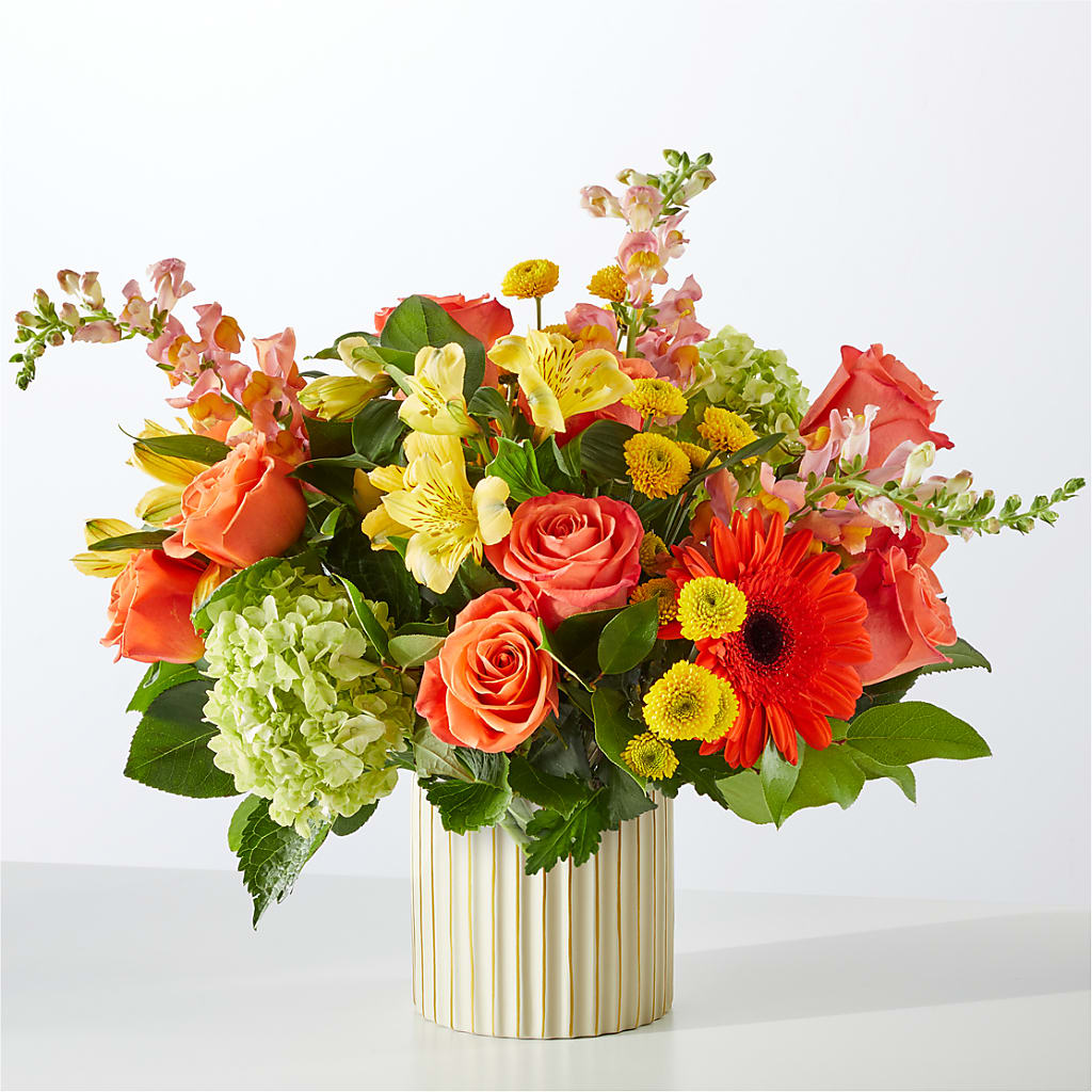Autumn Sunshine Bouquet with Ivory Vase –  Floreria Mexico, Huntington Park CA