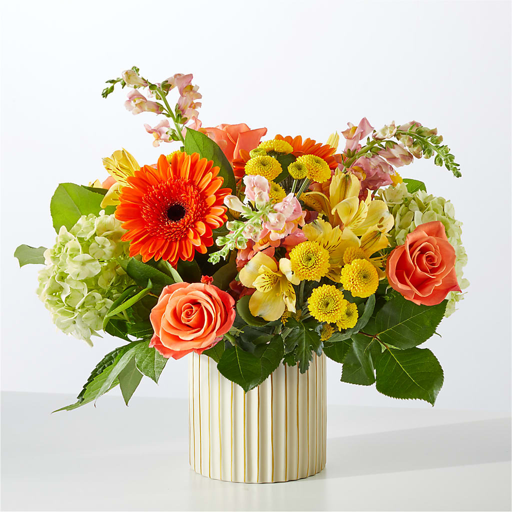 Autumn Sunshine Bouquet with Ivory Vase –  Floreria Mexico, Huntington Park CA