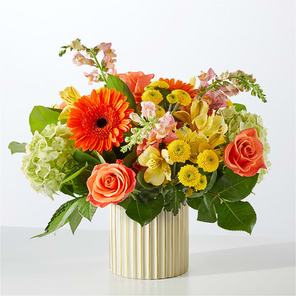 Autumn Sunshine Bouquet with Ivory Vase –  Floreria Mexico, Huntington Park CA