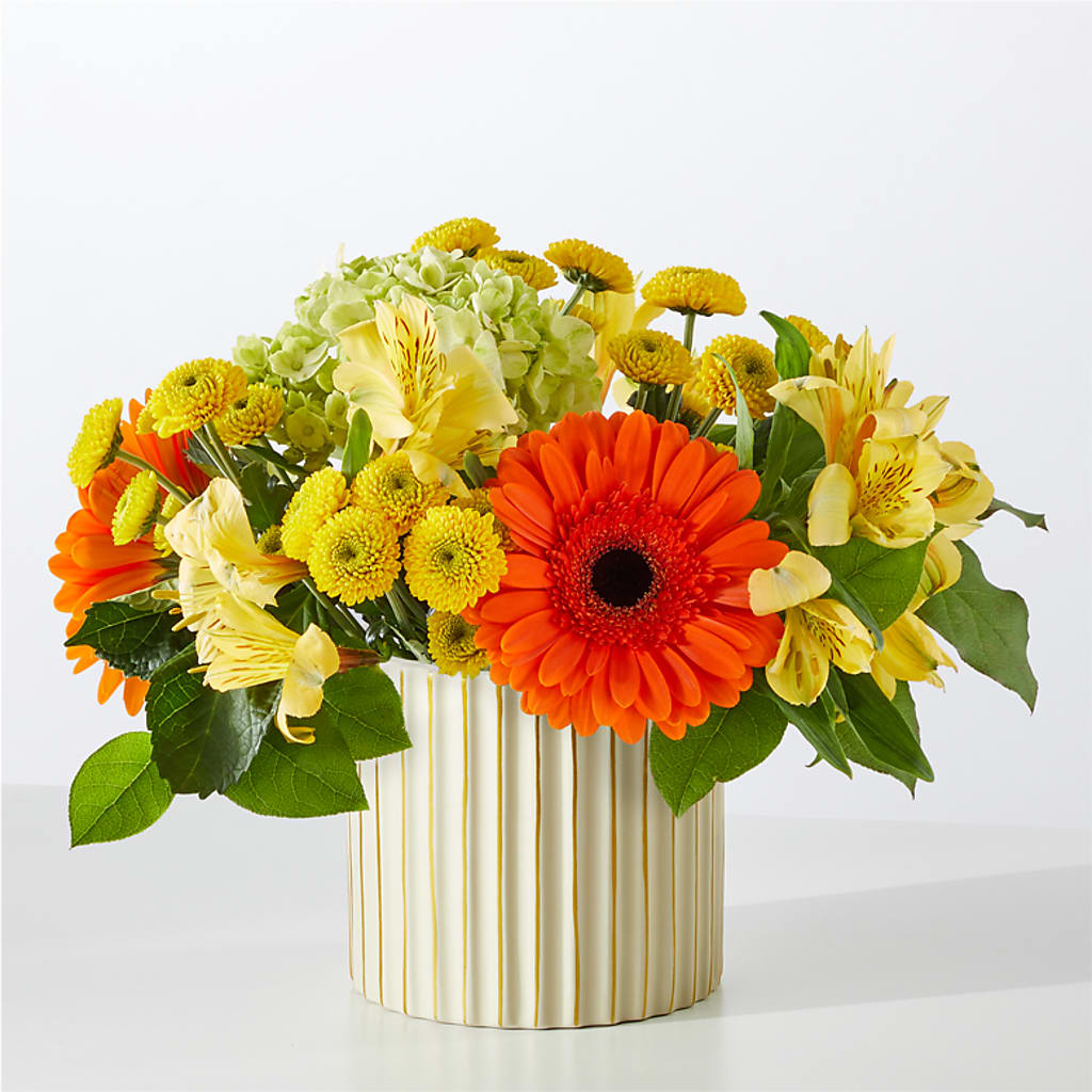 Autumn Sunshine Bouquet with Ivory Vase –  Floreria Mexico, Huntington Park CA
