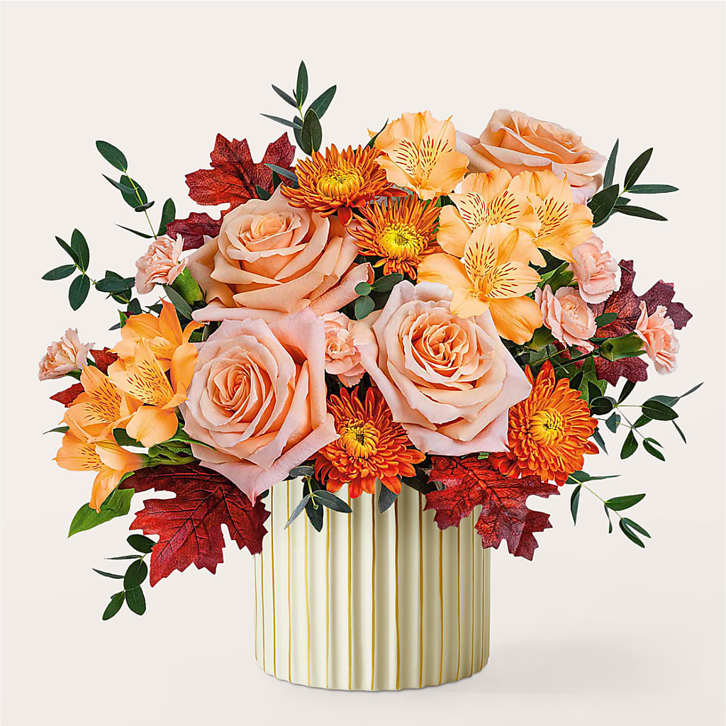 Spiced Latte Bouquet with Ivory Vase –  Floreria Mexico, Huntington Park CA