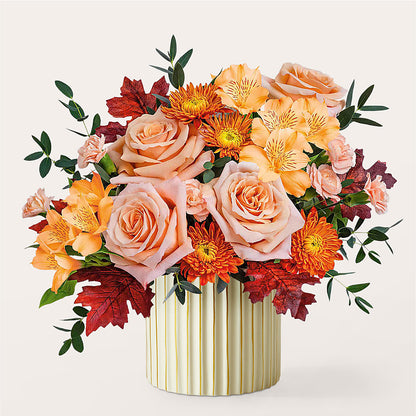 Spiced Latte Bouquet with Ivory Vase –  Floreria Mexico, Huntington Park CA