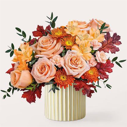 Spiced Latte Bouquet with Ivory Vase –  Floreria Mexico, Huntington Park CA