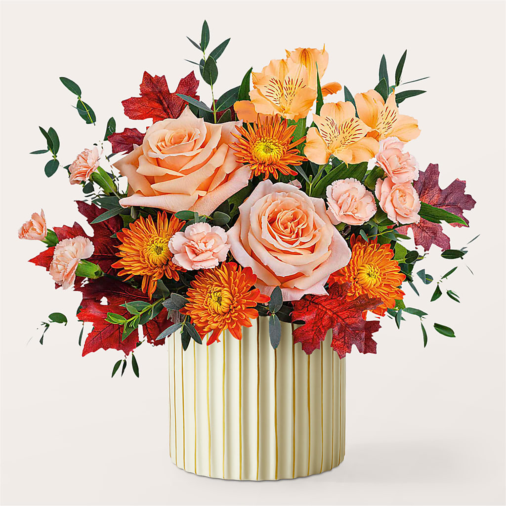 Spiced Latte Bouquet with Ivory Vase –  Floreria Mexico, Huntington Park CA