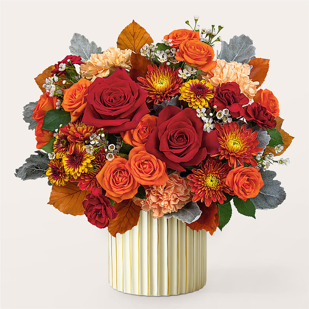 Merlot Bouquet with Ivory Vase –  Floreria Mexico, Huntington Park CA