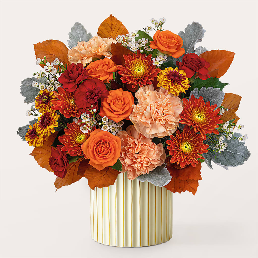 Merlot Bouquet with Ivory Vase –  Floreria Mexico, Huntington Park CA