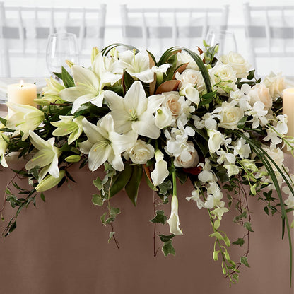 White Linen Arrangement –  Floreria Mexico, Huntington Park CA